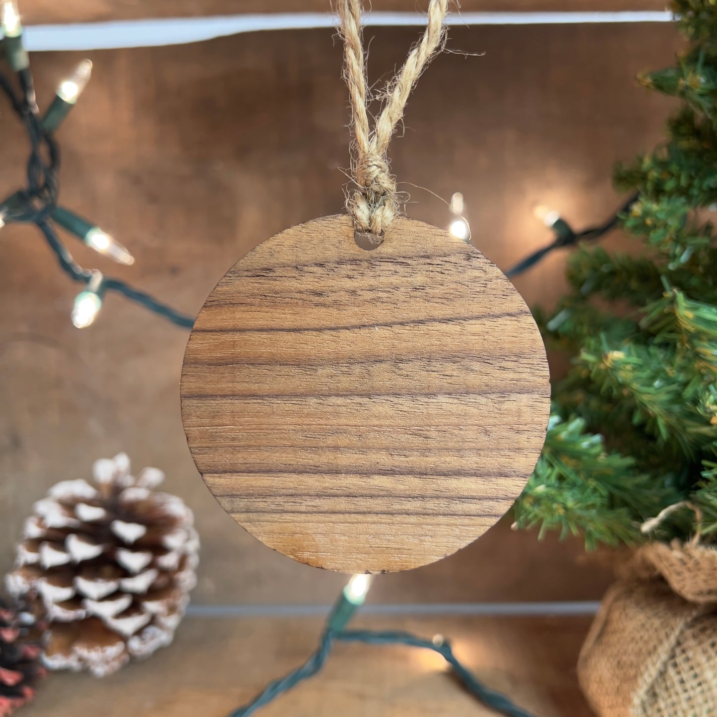 First Christmas as Mr. & Mrs. Walnut Wedding Ornament