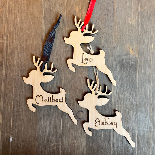 Reindeer Custom Name Ornaments / Stocking Tags