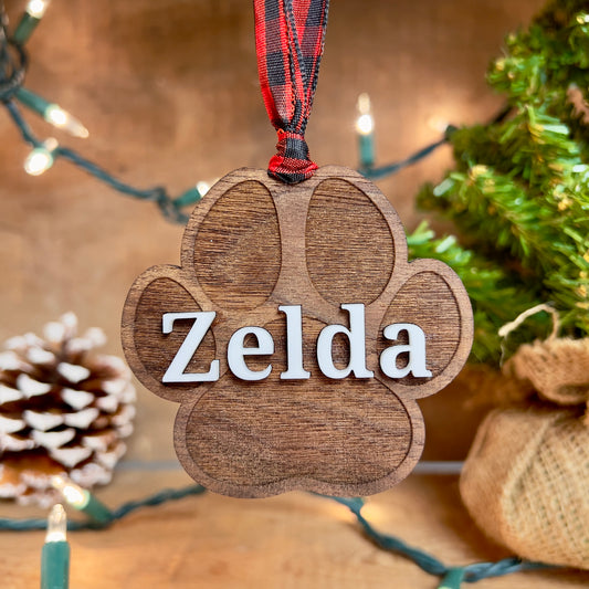 Custom Paw Print Christmas Ornament