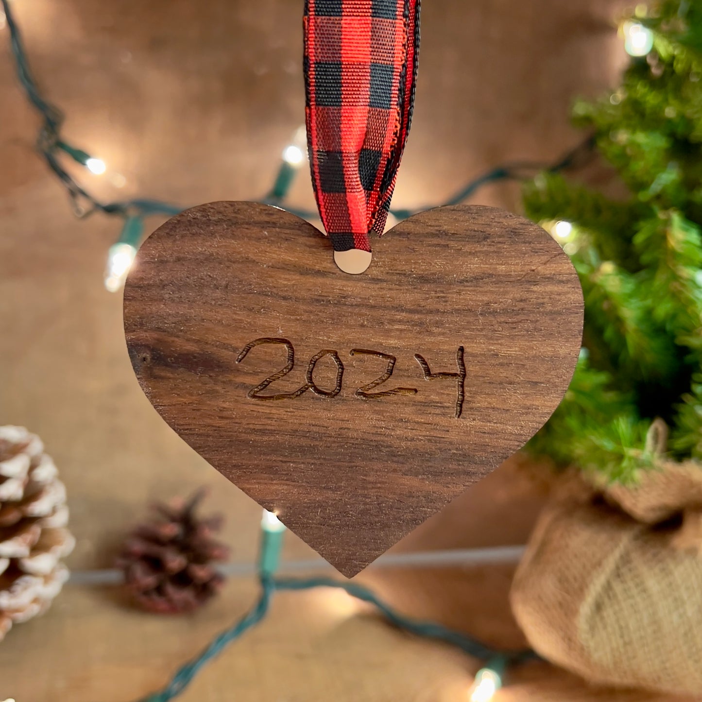 Custom Heart-Shaped Walnut Handwriting Ornament