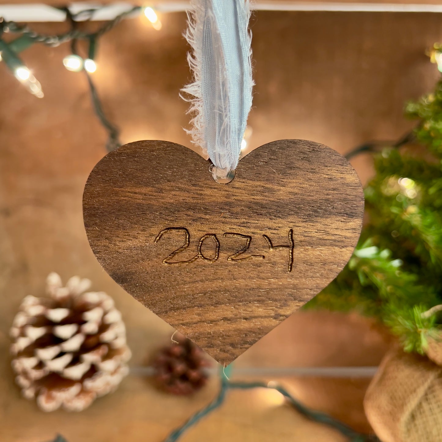 Custom Heart-Shaped Walnut Handwriting Ornament