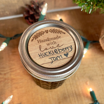 Handmade With Love Mason Jar Wood Sticker Labels