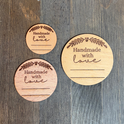 Handmade With Love Mason Jar Wood Sticker Labels