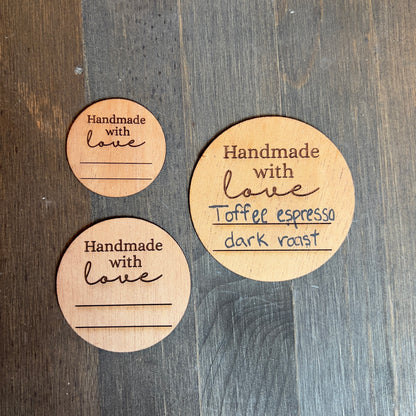 Handmade With Love Mason Jar Wood Sticker Labels