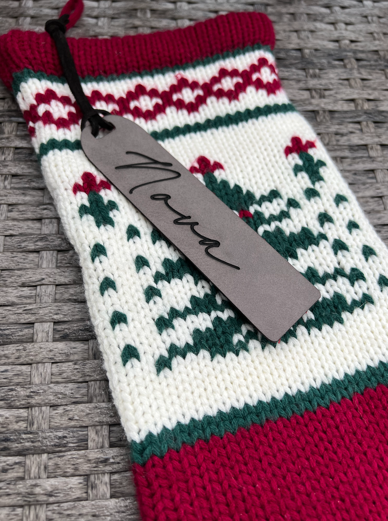 Leatherette Christmas Stocking Tags / Bookmarks