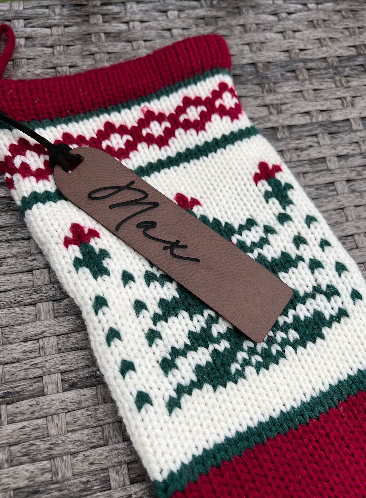 Leatherette Christmas Stocking Tags / Bookmarks